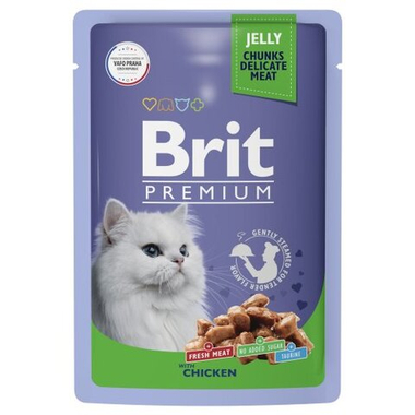 Brit Premium Цыпленок в желе пауч для кошек 85 г