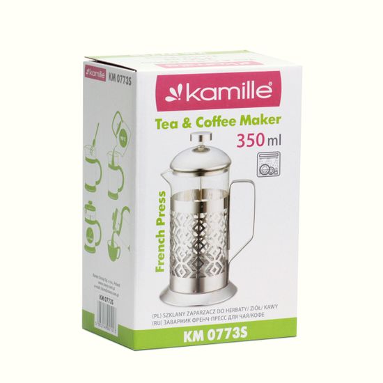 Френч-пресс 350 мл. Kamille KM 0773S нержавеющая сталь, стекло