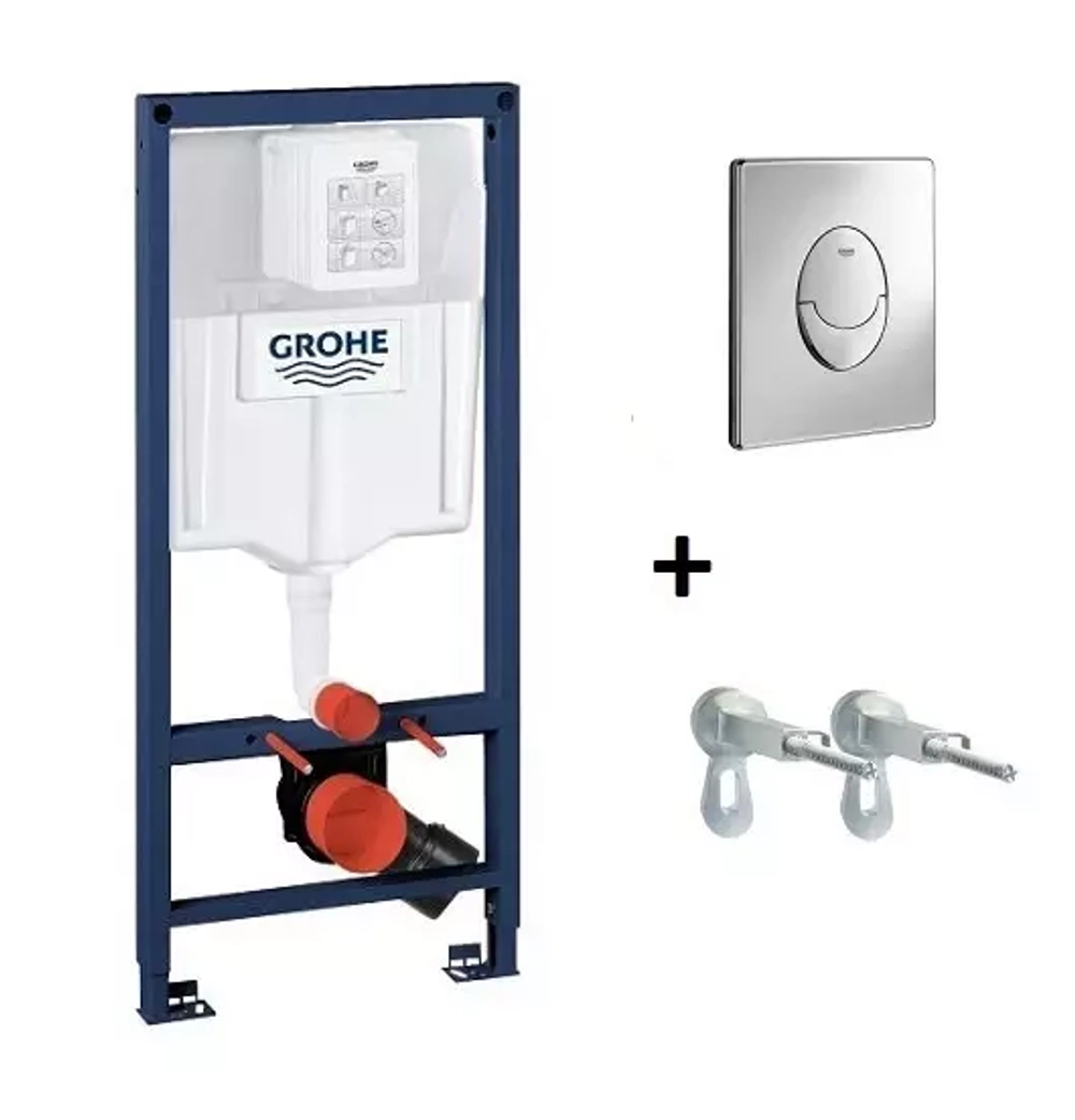 Grohe. Инсталляция Rapid SL 3 в 1 в сборе для подвесного унитаза, с накладной панелью Skate Air, хром, 38721001