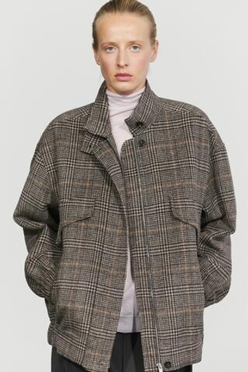 Massimo Dutti Клетчатый бомбер, черный