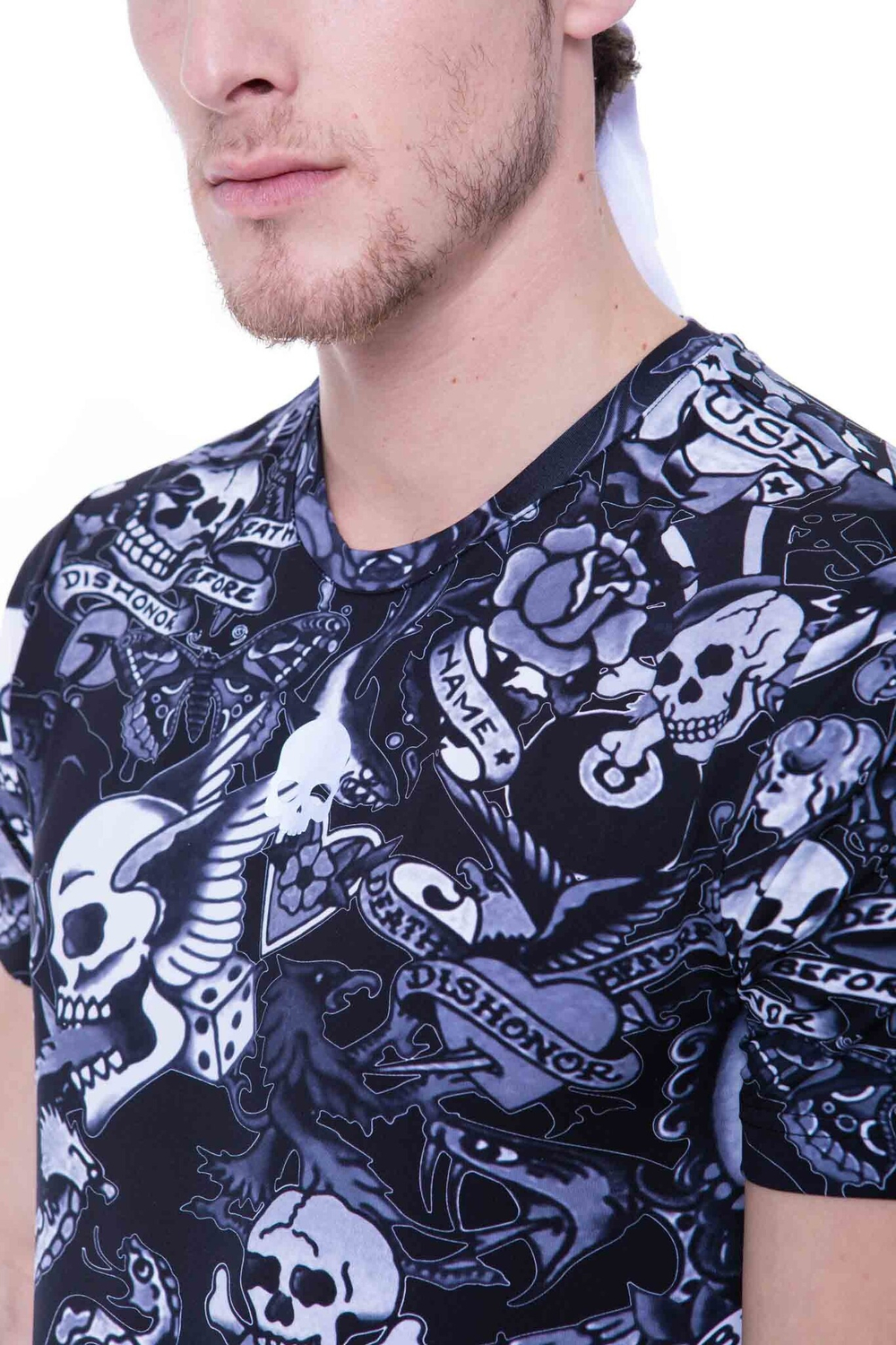 Мужская теннисная футболка Hydrogen Printed Tech Tee - black/grey