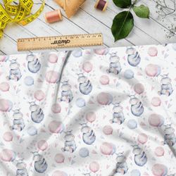 Ткань шифон детские бегемотики