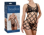 Черное платье Boudica в виде сетки из кожаных полос