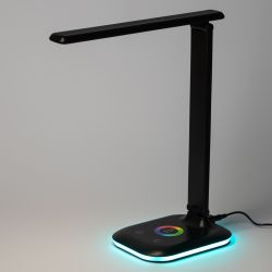 Настольный светильник ЭРА NLED-502-11W-BK светодиодный с RGB ночником черный | Светодиодные настольные лампы