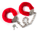 Меховые оковы на ноги BONDAGE, красные