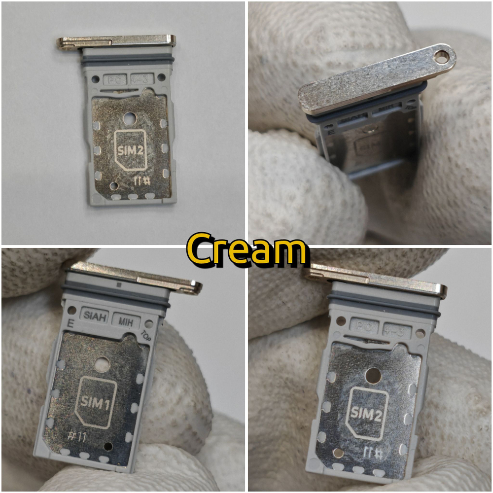 Сим лоток для Samsung S23 Ultra (S918) Держатель Sim. Оригинальное качество (Цвет: Кремовый / Золотистый)