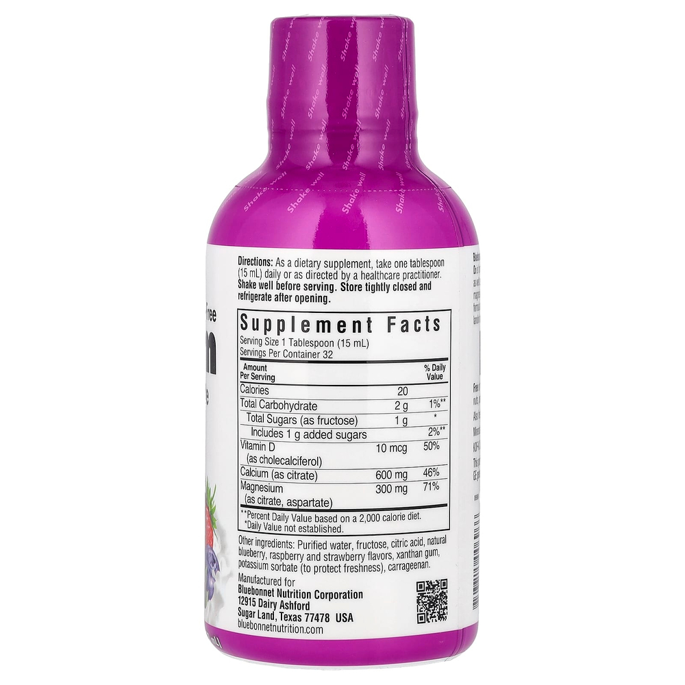 Bluebonnet Nutrition, жидкий цитрат кальция и магния с витамином D3, ягодное ассорти, 473 мл (16 жидк. унц.)