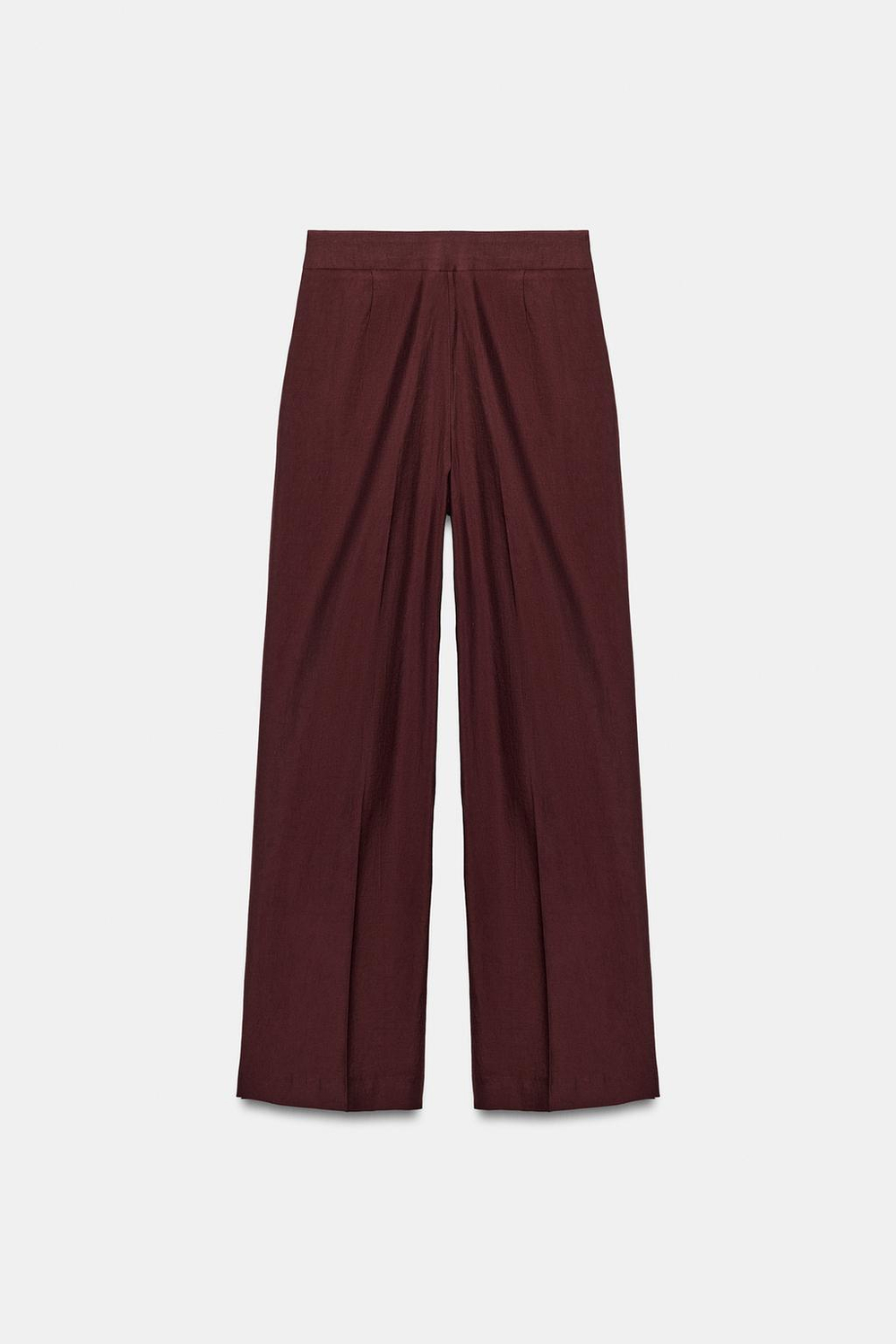 ZARA БРЮКИ ПРЯМОГО КРОЯ СО СКЛАДКАМИ, СЛИВОВЫЙ