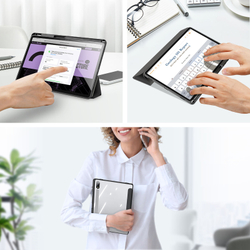 Чехол книжка черного цвета от Dux Ducis для Samsung Tab S10 Plus, S9 Plus и S9 FE Plus, серия Toby Series Case, с функцией пробуждения и сна