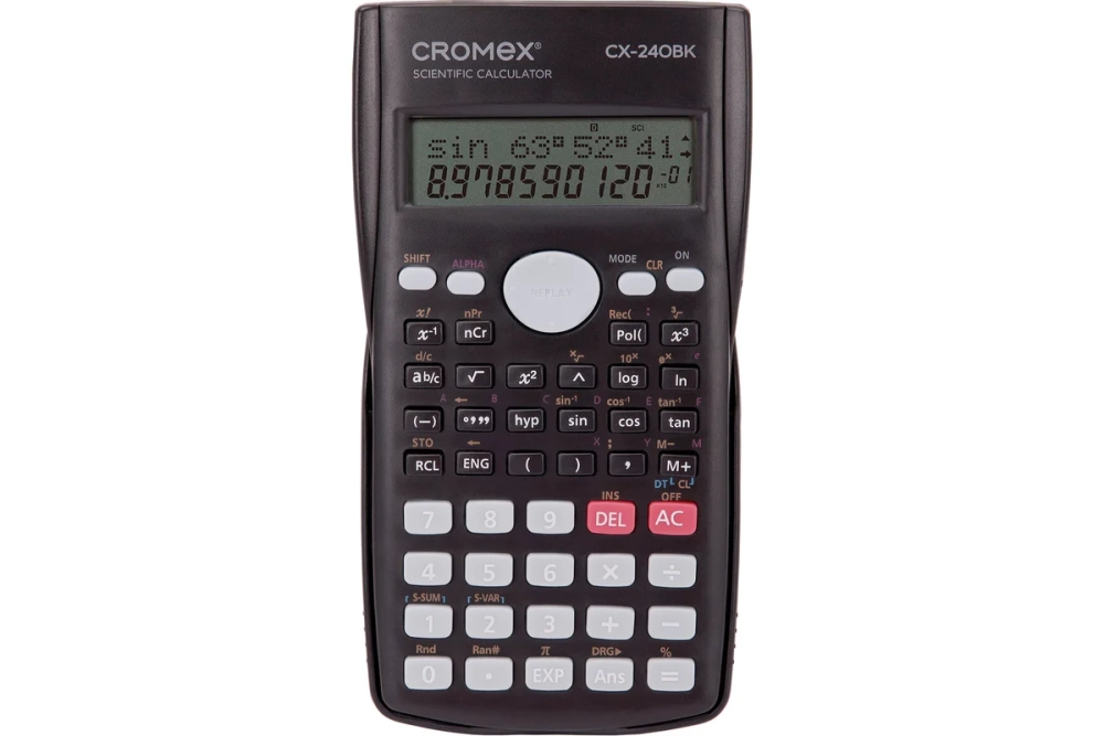 Калькулятор инженерный Cromex СX-240BK (155х80 мм), 240 функций, 10+2 разрядов, черный, 273832