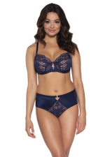 Стильный бюстгальтер на косточках plus size с кружевом (Размер: 95F) (Цвет: темно-синий)