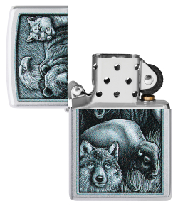 Зажигалка ZIPPO Animal Kingdom Design с покрытием Satin Chrome, латунь/сталь, серебристая, матовая,