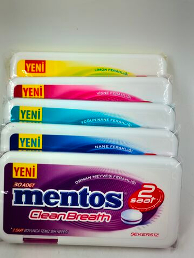 MENTOS набор освежающих пастилок CleanBreath с цинком, без сахара, (5 шт. по 21 г), Турция