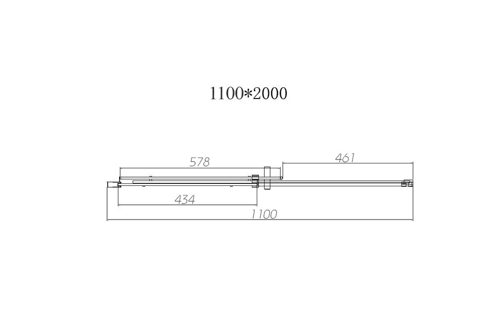 Душевая дверь Дайс (Dice) VDS-4D110CLB, 1100, черный, стекло прозрачное,