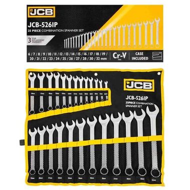 Набор ключей комбинированных 25пр. (6-28, 30, 32мм),на полотне JCB JCB-5261P