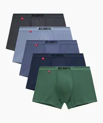 Трусы мужские боксеры (5шт) Atlantic 5SMH-004, хлопок, графитовый + голубой + деним + индиго + темно-зеленый