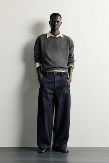 ZARA ДЖИНСЫ BALLOON FIT С ХЛЯСТИКАМИ, ИНДИГО