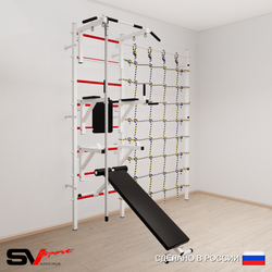 Шведская стенка Sv Sport усиленная 6900 (Турник стандарт/Брусья/Стойка/Скамья/Канат/Канатный лаз)