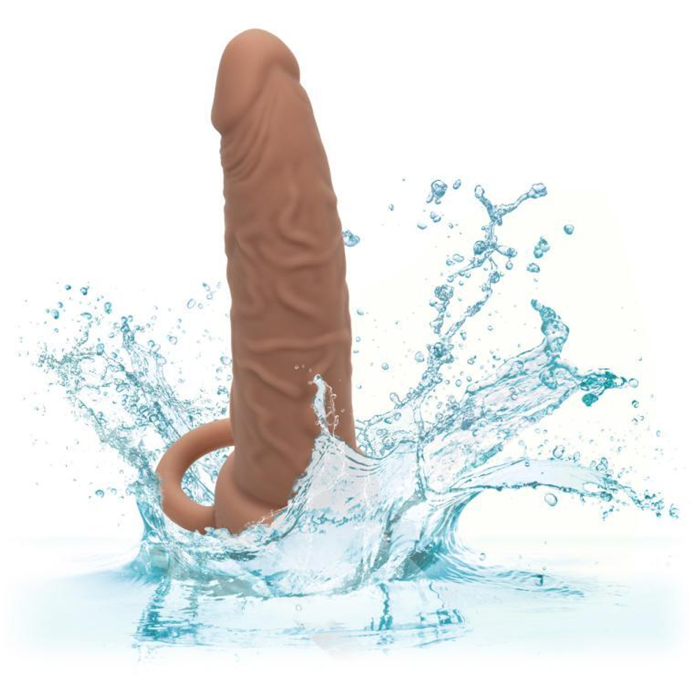 Коричневая перезаряжаемая вибронасадка для двойного проникновения Rechargeable Dual Penetrator