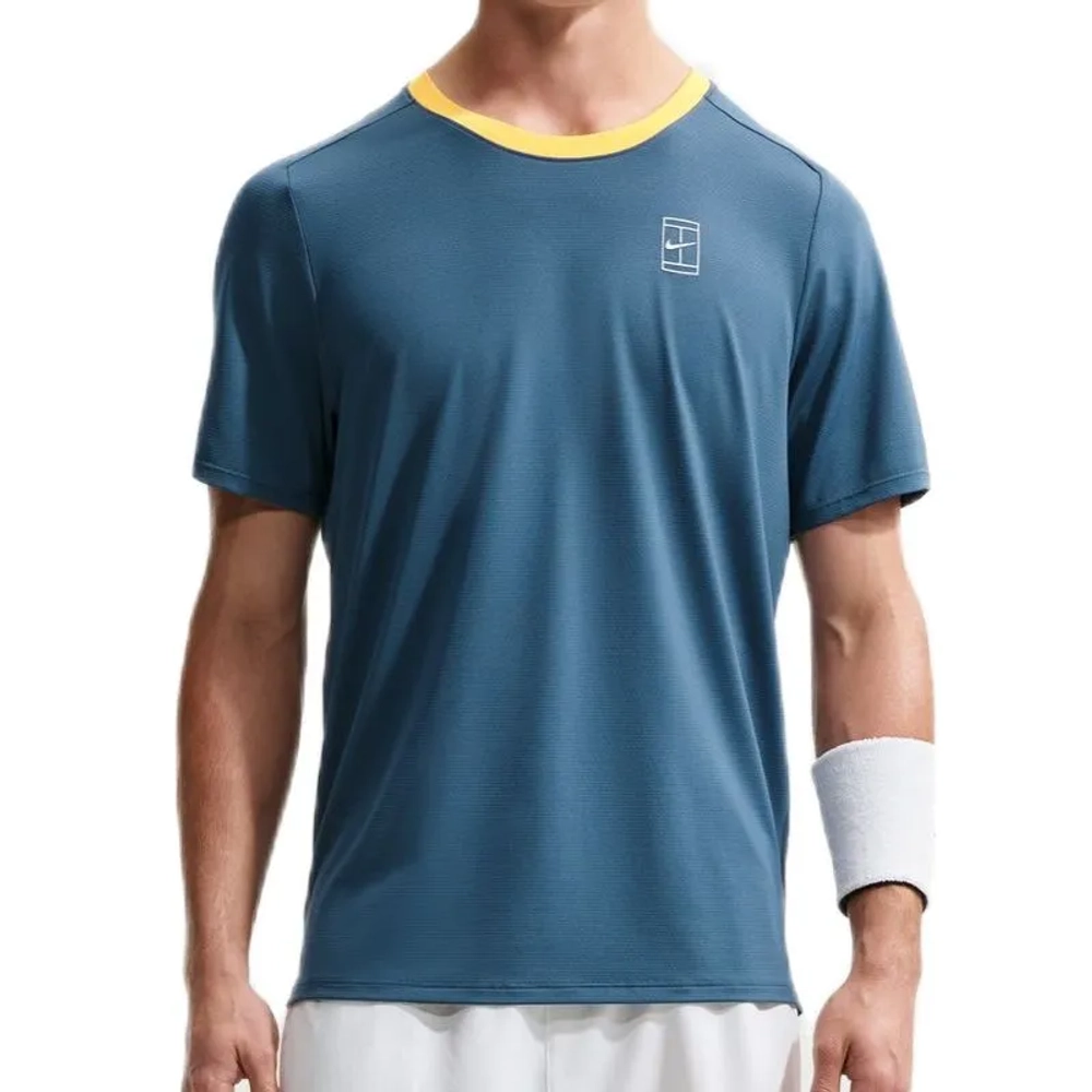 Мужская теннисная футболка Nike Court Advantage Dri-Fit Tennis - new slate/laser orange/white