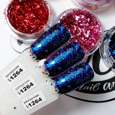 Zoo Nail Art Хлопья Юки синие металл 1264