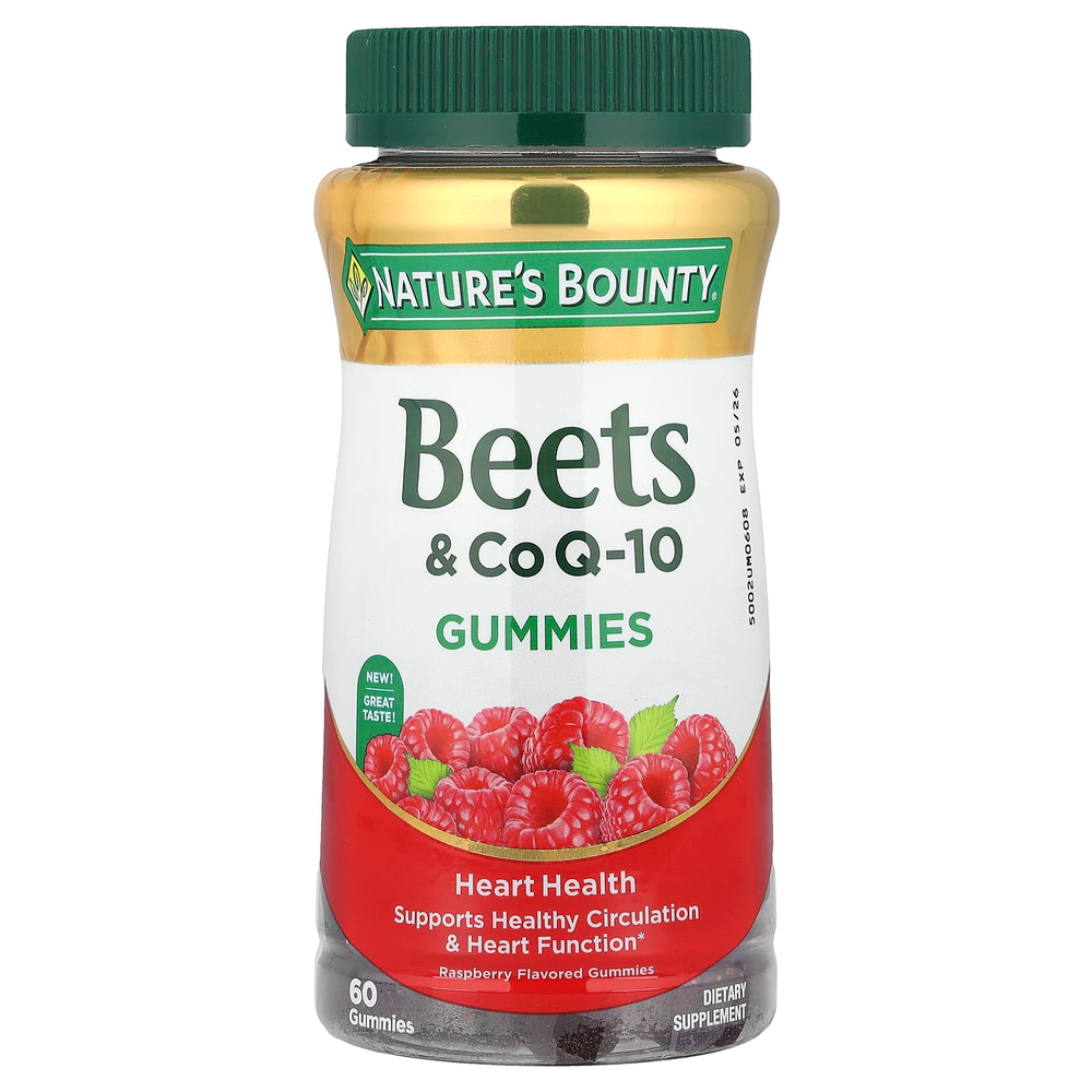Nature's Bounty, свекла и коэнзим Q10, со вкусом малины, 60 жевательных таблеток