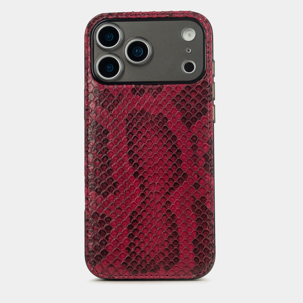 Чехол-накладка для iPhone 17 Pro Max - кожа питона, бордовый