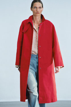 ZARA ДЛИННЫЙ ТРЕНЧ — ZW COLLECTION, КРАСНЫЙ