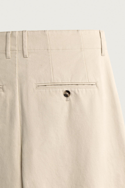 ZARA БРЮКИ RELAXED FIT СО СКЛАДКАМИ, БЕЖЕВЫЙ