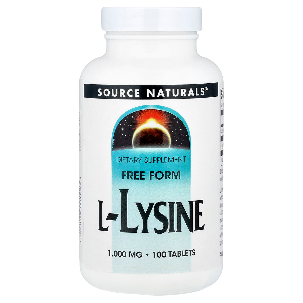 Source Naturals, L-лизин, 1000 мг, 100 таблеток