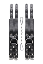 Оковы BDSM с двумя ремешками натуральная кожа чёрные