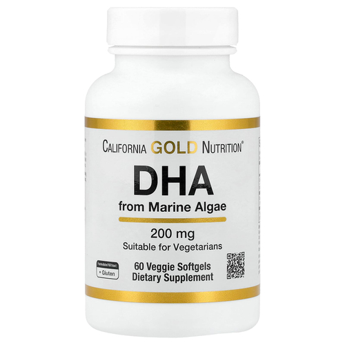California Gold Nutrition, ДГК из морских водорослей, 200 мг, 60 вегетарианских капсул