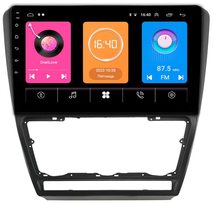 Магнитола для Skoda Octavia A5 2004-2013 (рамка черная матовая) - GT10-1217 на Android 10