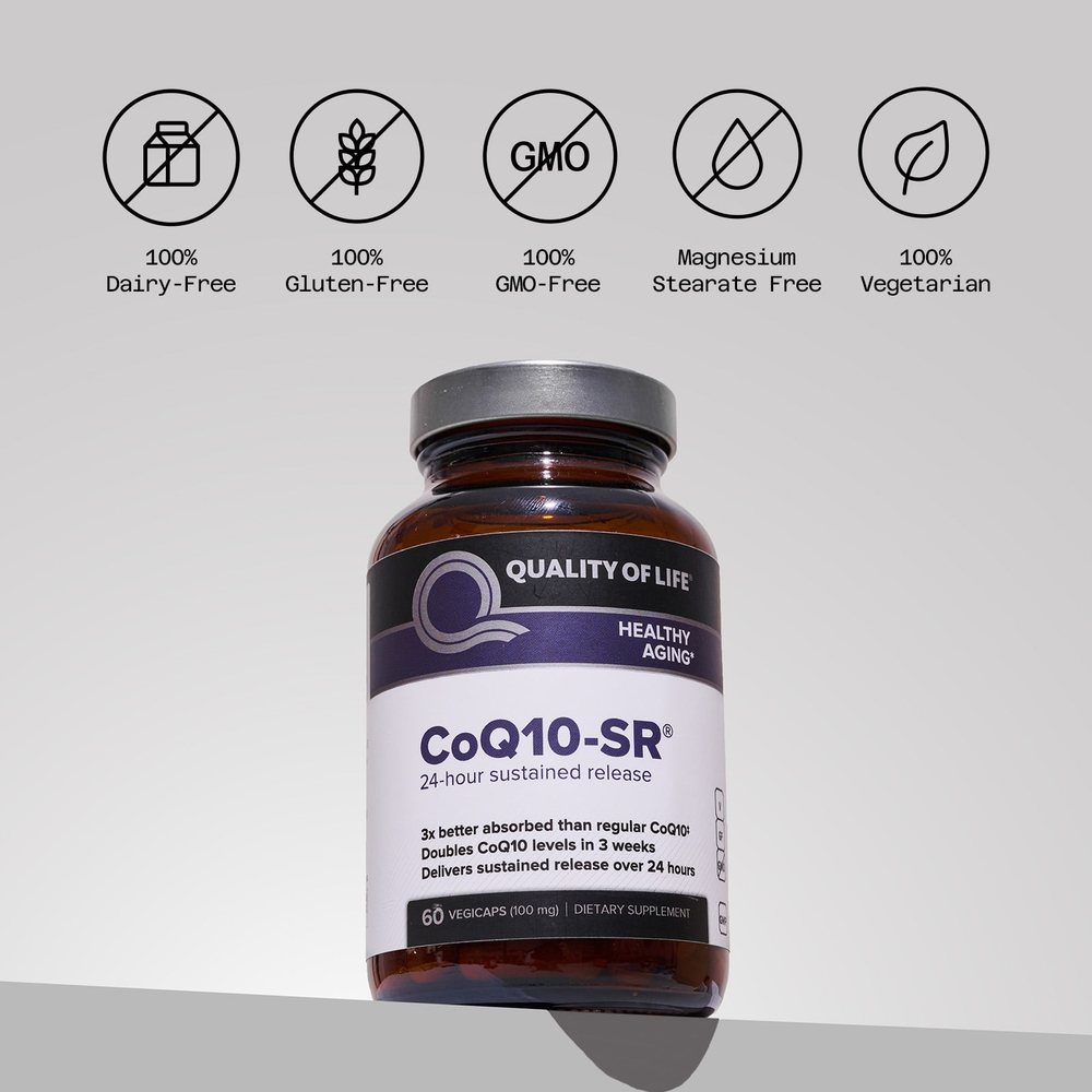 Quality of Life, CoQ10-SR®, 100 мг, 60 растительных капсул