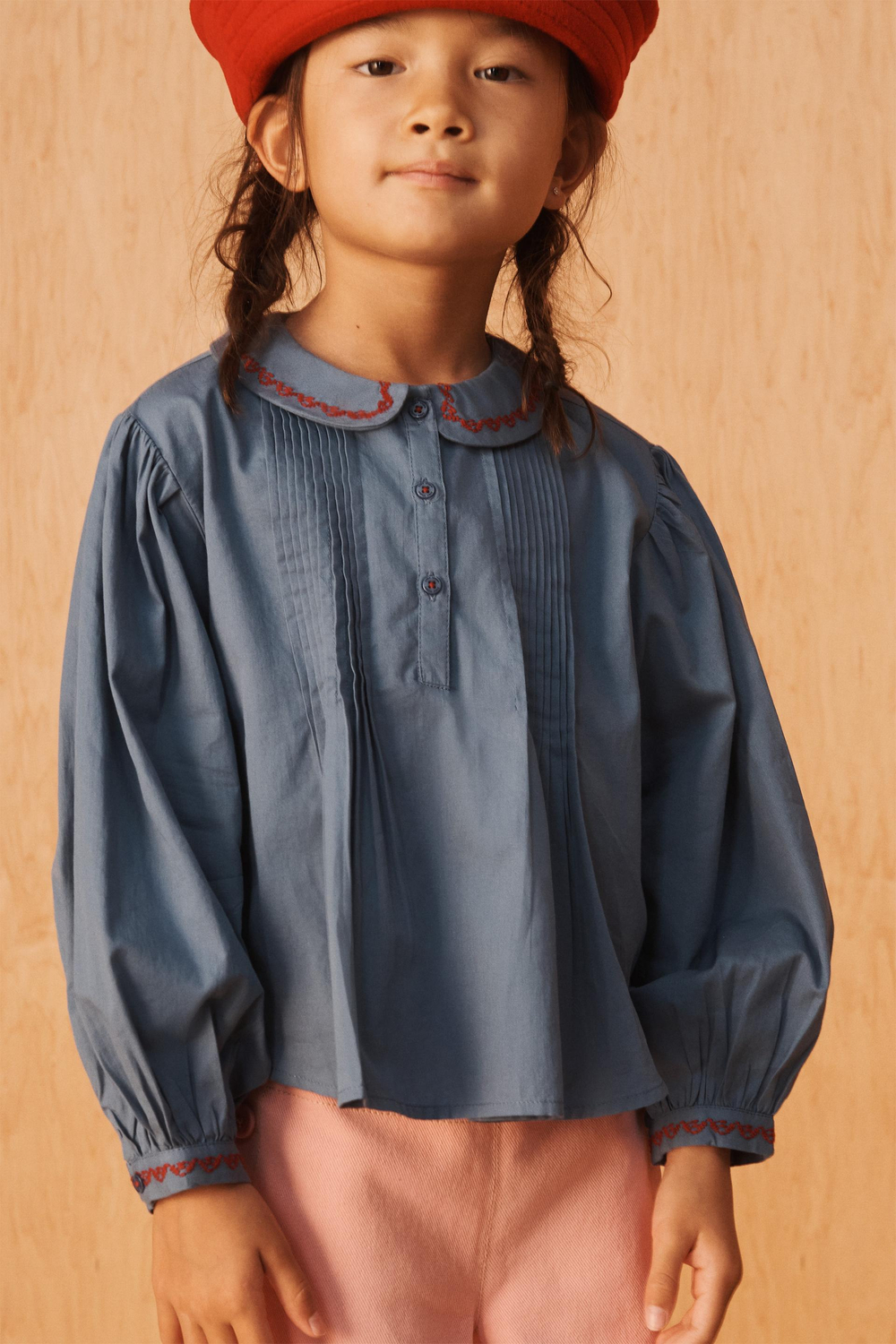 ZARA БЛУЗА С ВЫШИВКОЙ - LIMITED EDITION, МОРСКОЙ СИНИЙ