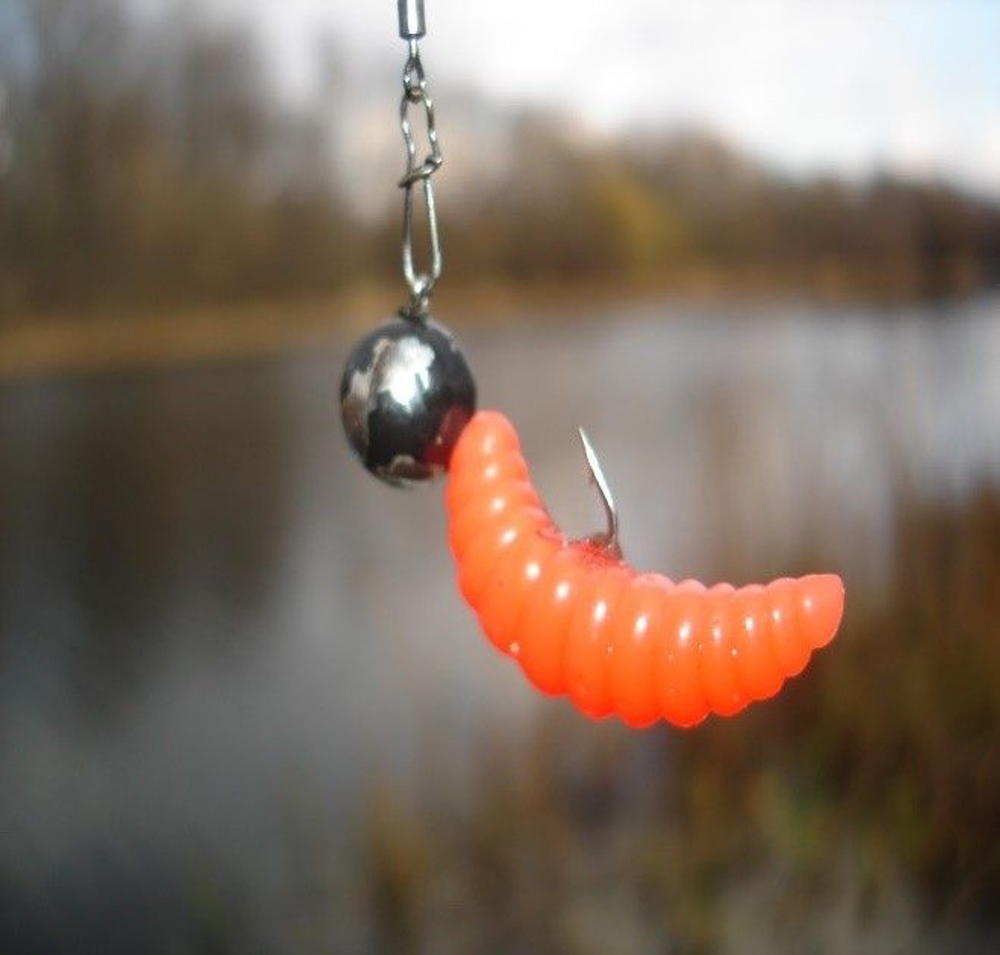 Съедобная силиконовая плавающая приманка Fish H Banan Maggot Cheese Сыр 38 мм цв оранжевый флуоресцентный