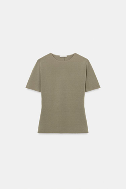 ZARA ТОП С ВЫРЕЗОМ И КОРОТКИМИ РУКАВАМИ, ХАКИ