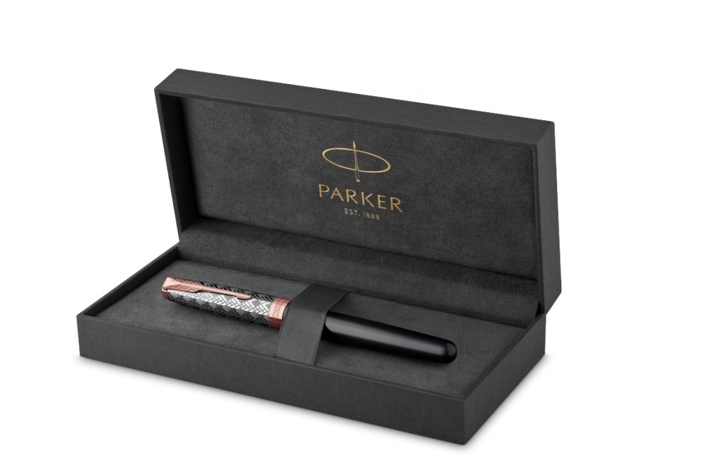 Перьевая ручка Parker Sonnet Premium  GREY GT, перо 18K, перо: F, цвет чернил black, в подарочной упаковке