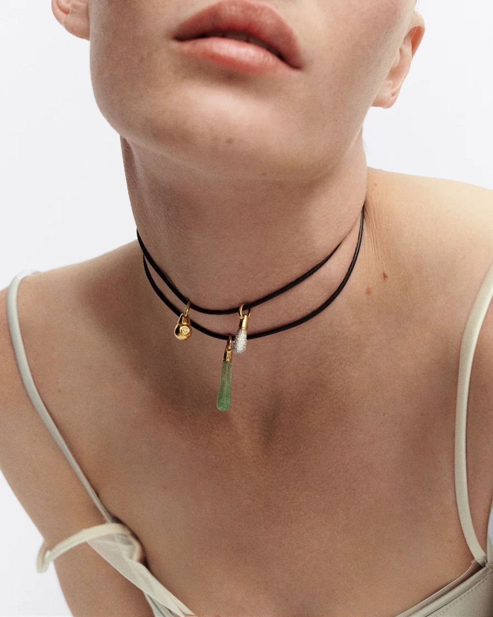 Колье Dana Leather Bow серебро 925 пробы покрытое золотом