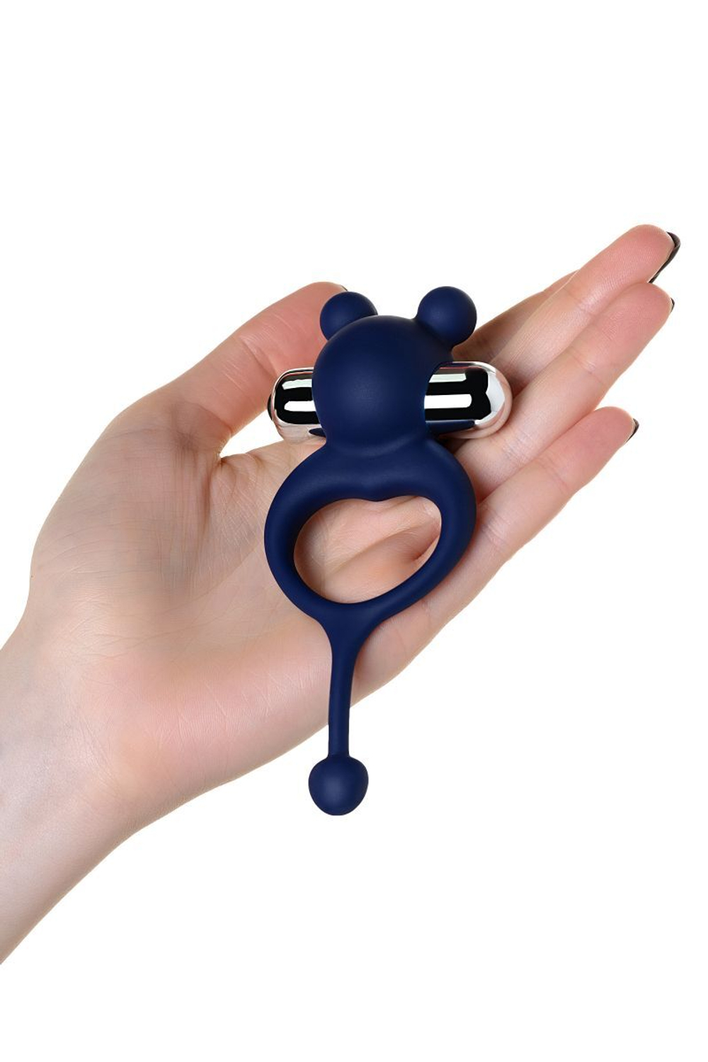 Синее виброкольцо с хвостиком JOS MICKEY (Цвет: синий)