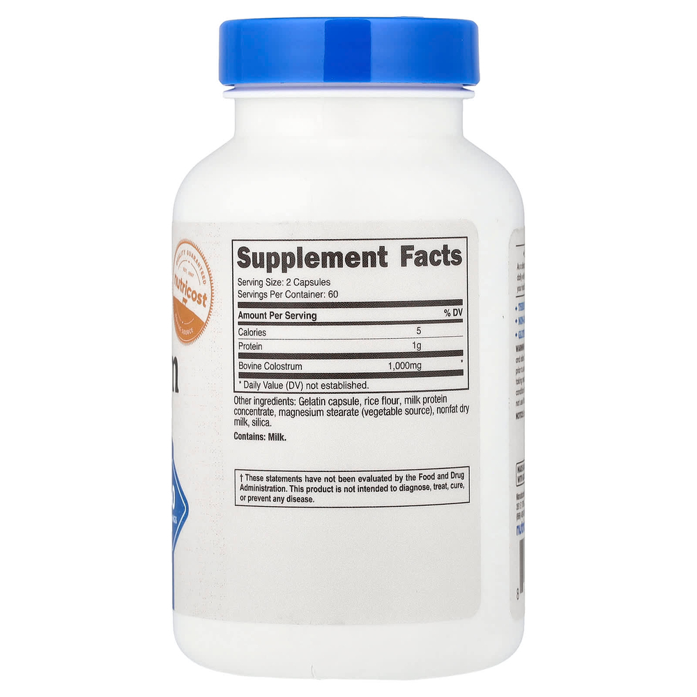 Nutricost, Молозиво, 120 капсул (500 мг на капсулу)