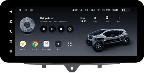 Магнитола для Smart ForTwo W451 2010-2015 - Teyes LUX ONE ROUND монитор 12.3" 2K QLED на Android 10, Быстрая, CarPlay, 4G SIM-слот