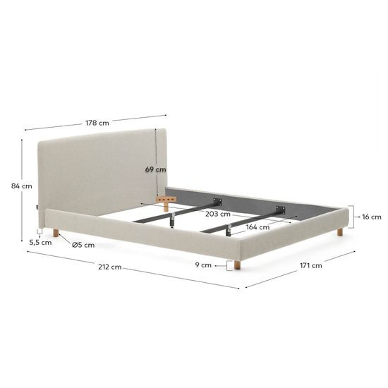 Кровать Valma La Forma из жемчужного шенилла со съемным чехлом для матраса 160 x 200 см