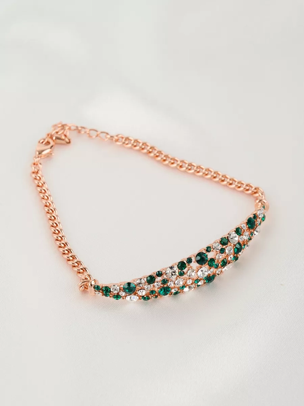 Браслет Россыпь из зеленых камней Swarovski