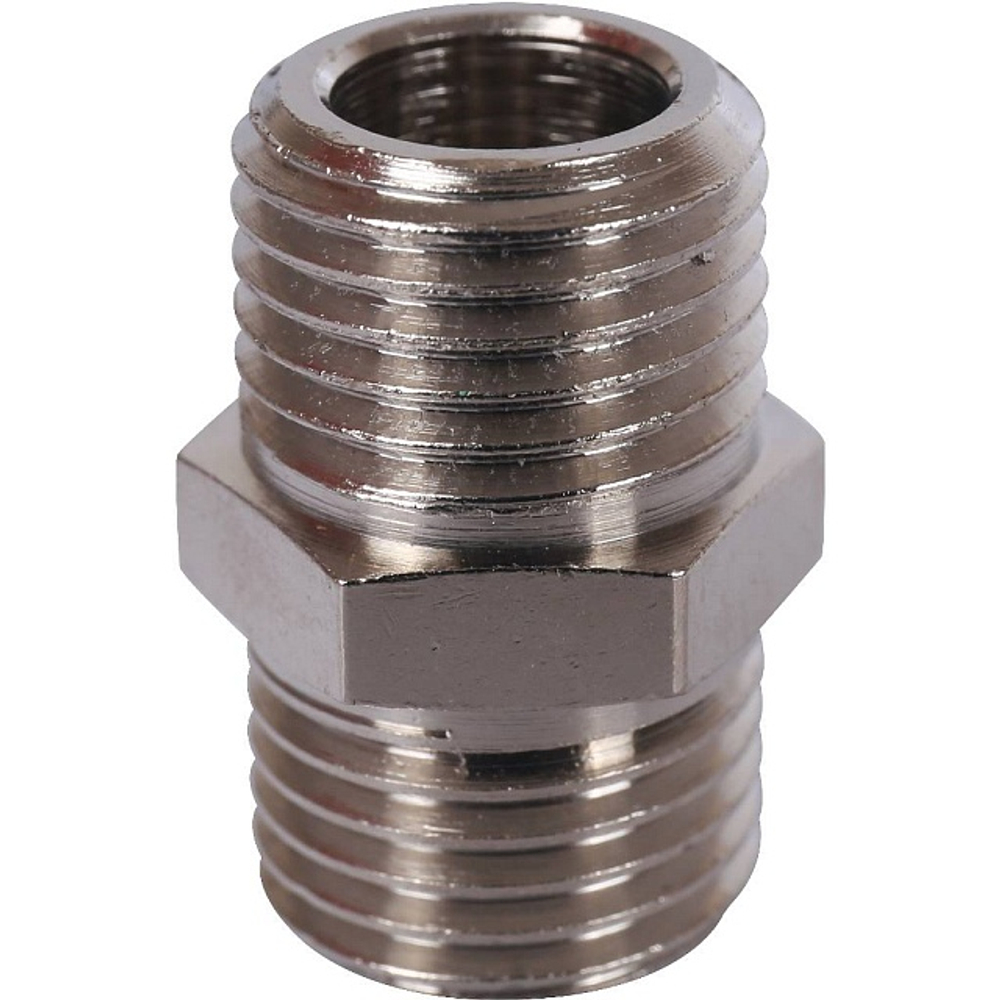 Ниппель лат.  1/4"х 1/4" STOUT (никель)