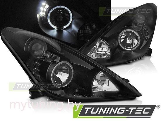 Передние фары Angel Eyes для Toyota Celica VII (99-05) черная