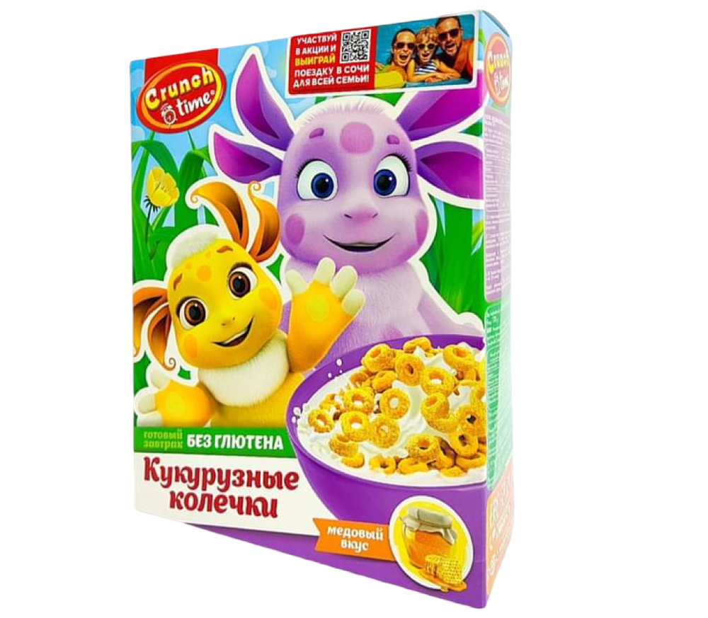 CRUNCH TIME завтраки сухие медовые колечки 170гр