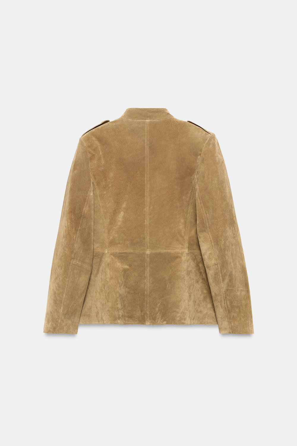 ZARA КУРТКА ИЗ 100% КОЖИ С ОБТЯНУТЫМИ ПУГОВИЦАМИ, РЫЖЕВАТО-КОРИЧНЕВЫЙ