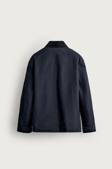ZARA КУРТКА КЛАССИЧЕСКОГО КРОЯ С КОМБИНИРОВАННЫМ ВОРОТНИКОМ, МОРСКОЙ ТЕМНО-СИНИЙ