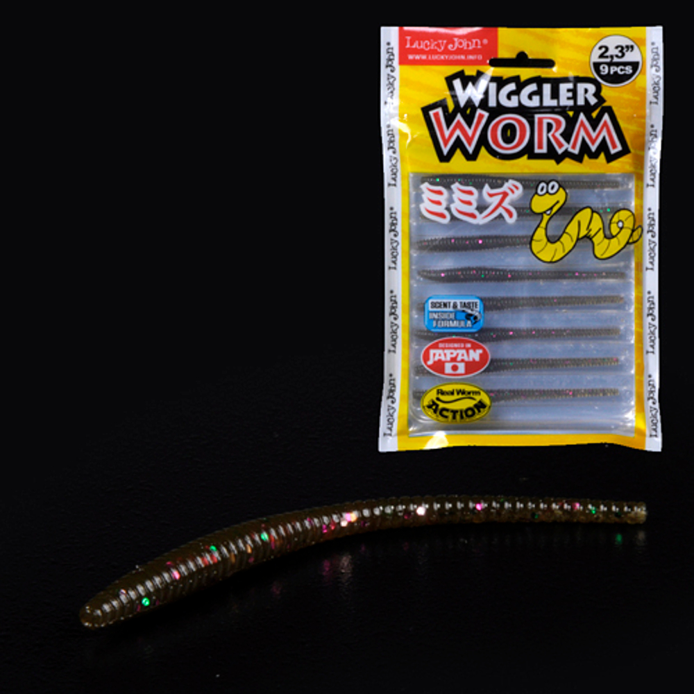 Слаги съедобные Lucky John Pro Series WIGGLER WORM 2.3" (58.4мм/9шт)